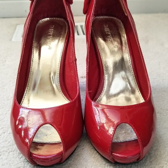 Red peep toe pumps - Picture 1 of 5
